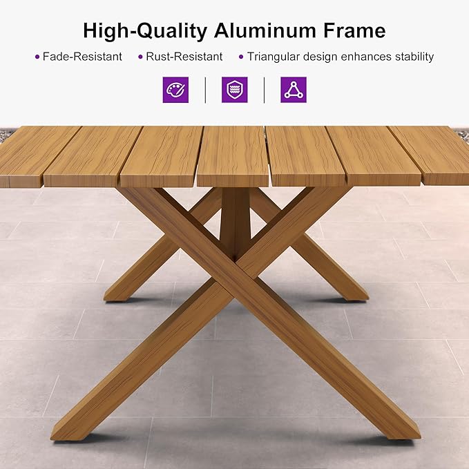 PURPLE LEAF 11 Pieces Patio Dining Set with Outdoor Aluminium Dining Table and Woven Chairs Modern Metal Furniture Cushions Sets for Garden Yard Indoor Decor Kitchen Teak