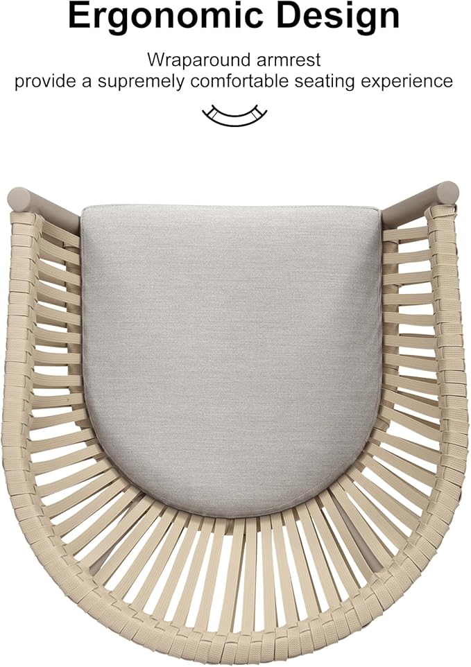 PURPLE LEAF 9 Piece Longer Outdoor Dining Set with Patio Aluminium Dining Table and Wicker Chairs Modern Furniture Cushions Sets for Backyard Indoor Decor Kitchen Champagne