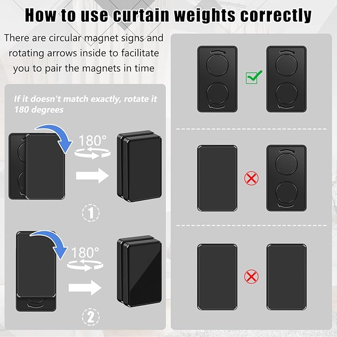 18 Pcs Outdoor Curtain Weights, Plastic Wrapped Magnetic Drapery Weights, Waterproof Heavy Duty Curtain Magnets for Heavy Wind Outside, Shower Curtain, Tablecloth, Flag (Black)