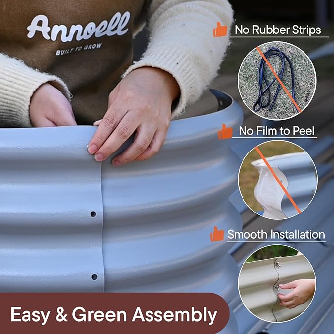 6-Pack Galvanized Raised Garden Bed 8x4x1.5 | 10x2x1.5 ft, 18" Tall Metal Planter Boxes Outdoor for Vegetable Herbs, Modular Raised Flower Bed for Gardening with Zn-Al-Mg Coated - Moss Green