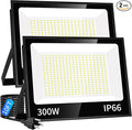 300W LED Flood Light Outdoor with Plug, 36000LM Ultra Brighter Security Light, IP66 Waterproof Exterior Plug in Floodlight, 5000K Daylight White for Lawn Yard Garden Stadium(2 Pack)