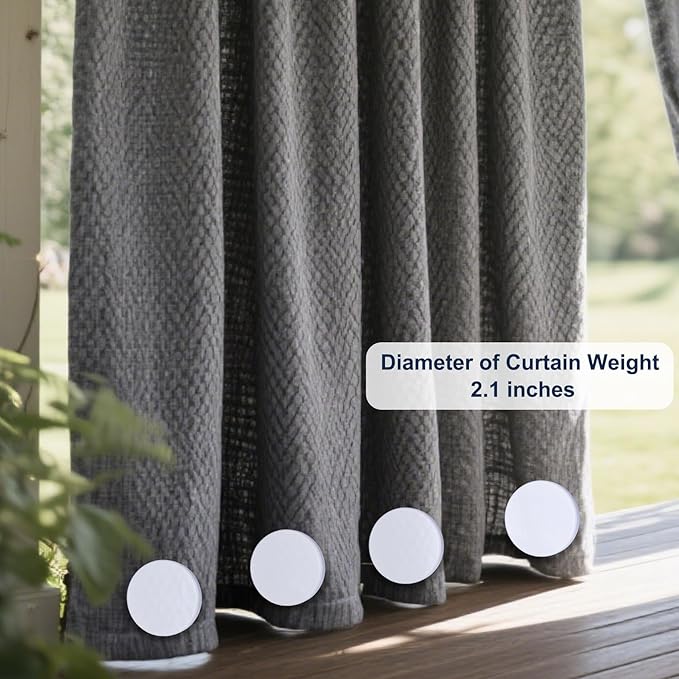 2LB Heavy Duty Outdoor Curtain Weights, Strong Magnetic Gazebo Curtain Weights, Rubber Covered Waterproof Drapery Weight, Prevent Curtain Liner from Blowing Around, White, 4 Pairs