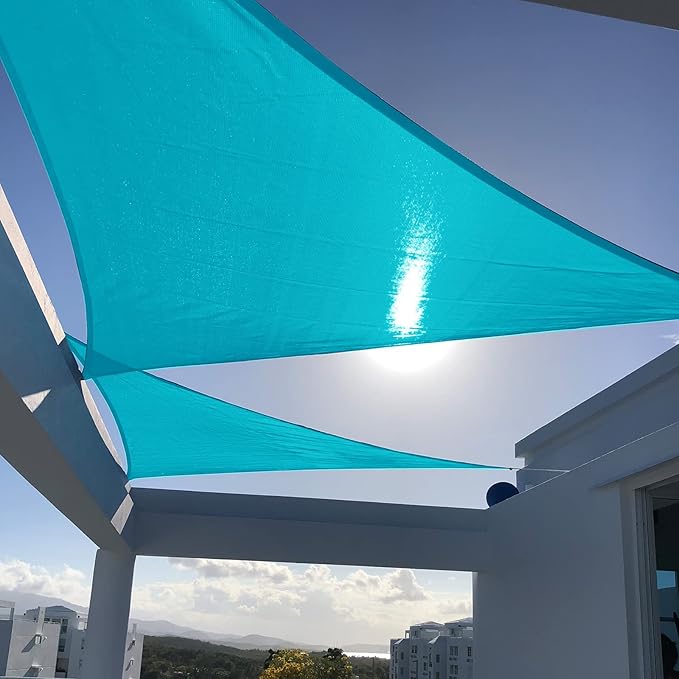 SUNNY GUARD Custom Size 16'x20'x25.6' Triangle Turquoise Blue UV Block Sunshade for Backyard Yard Deck Patio Garden Outdoor Activities and Facility(Customized)