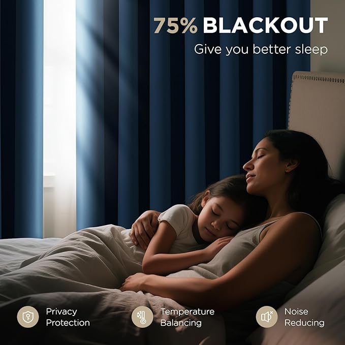 Joydeco Blackout Door Curtain for Doorway Privacy 78 Inches Long, Grommet Closet Curtain for Open Closet, Room Divider for Bedroom Living Room (Navy Blue, 40Wx78L, 1 Panel)