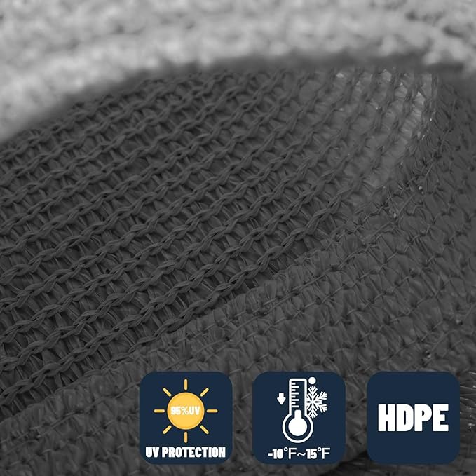 SUNNY GUARD Custom Size 4'x8' Dark Grey Sun Shade Sail Rectangle UV Block Shade for Backyard Yard Patio Deck Garden(Customized)