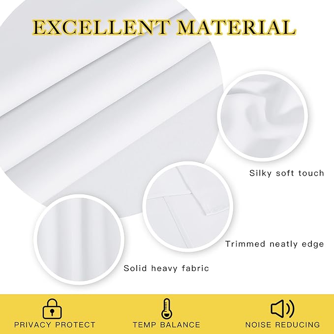 NICETOWN White Room Darkening Bedroom Curtain 84 inches Length - (50% Blackout) Grommet Window Treatment Sound Dampening Thermal Drape for Living Room (W52 x L84, 1 Panel)