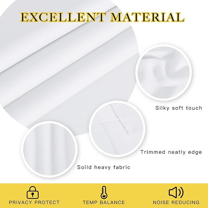 NICETOWN White Blackout Curtains 72 inches Long, Grommet Privacy Window Treatment Thermal Insulated Room Darkening Sliding Glass Door Drape for Bedroom Living Room, 1 Panel, W100 x L72