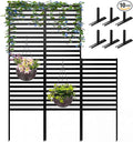 46.4" H X 47.3" W Metal Privacy Screen Outdoor - 10 Panels Freestanding Privacy Fence Panels with Stakes - Decorative Garden Air Conditioner Trash Can Pool Equipment for Backyard Patio