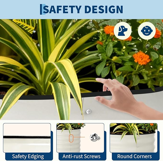Garvee Galvanized Raised Garden Bed Outdoor, 8x4x1.5 ft Metal Planter Box for Flowers Vegetables, Rust-Resistant Raised Garden Beds for Gardening, Easy Assembly Outdoor Garden Box & Planters, Beige