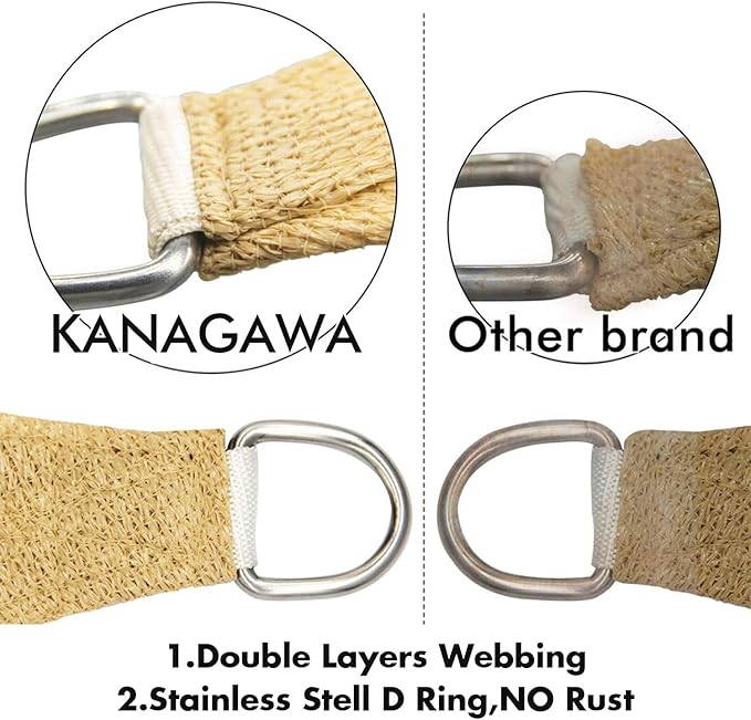 KANAGAWA 10'X18' Sand Custom Size Sun Shade Sail Rectangle UV Block Canopy Cover for Patio Backyard Lawn Garden Outdoor (Customized Available)