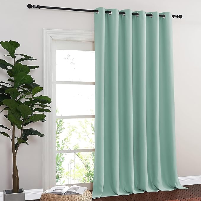 NICETOWN Aqua Blue Blackout Curtains for Bedroom 95 Inch Length - Thermal Insulated Room Darkening Privacy Grommet Window Drapes for Boys Room, Set of 1 Panel, 80 x 95 Inch