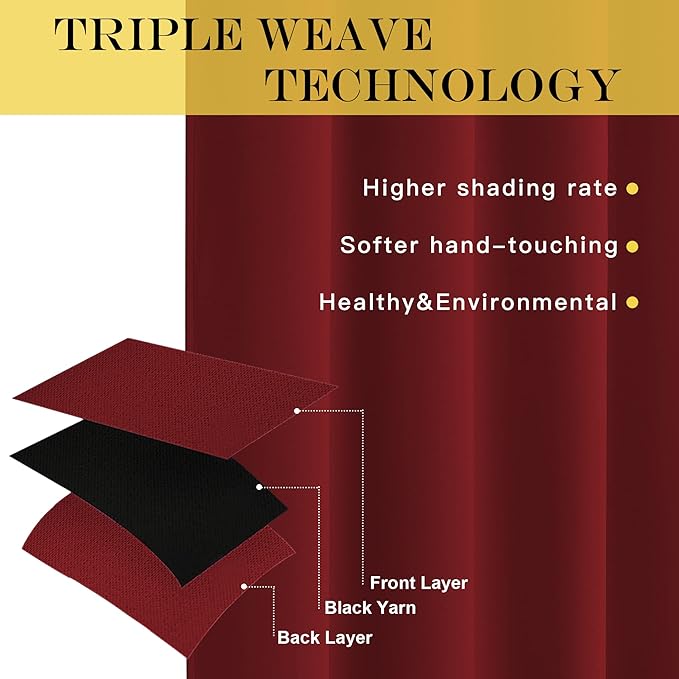 NICETOWN Room Divider Curtain 132 Inches Long, Wide Blackout Sliding Door Curtain for Bedroom, Room Darkening Privacy Window Curtain for Patio Door (1 Panel Set, Burgundy Red, 80 x 132 Inch)