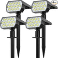 Solar Spot Lights Outdoor Waterproof IP65, [4 Pack/52 LED] 2-in-1 Solar Landscaping Spotlights, 3 Lighting Modes Solar Powered Garden Flood Light for Patio Pathway Driveway Yard Pool (Cool White)