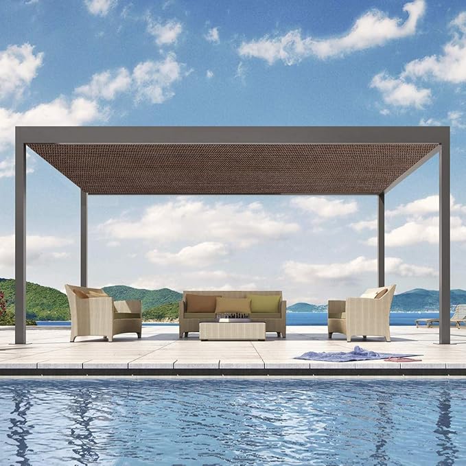 Eden's Decor Straight Flat-Edged Sun Shade Sail Rectangular 8' x 12' Brown UV-Blocking Outdoor Canopy Fabric Cloth Awning for Pergola Patio Garden Backyard Custom Size