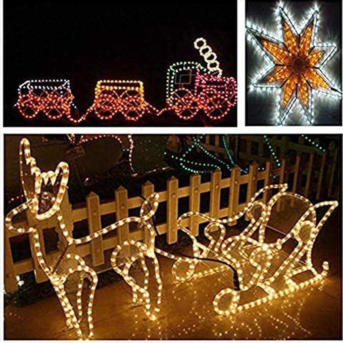 50ft 360 LED Rope Lights Outdoor, Connectable and Flexible Tube Lights with 8 Modes, Waterproof Indoor Outdoor LED Rope Lighting for Deck, Garden, Pool, Patio, Indoor Outdoor Decorations (Warm White)