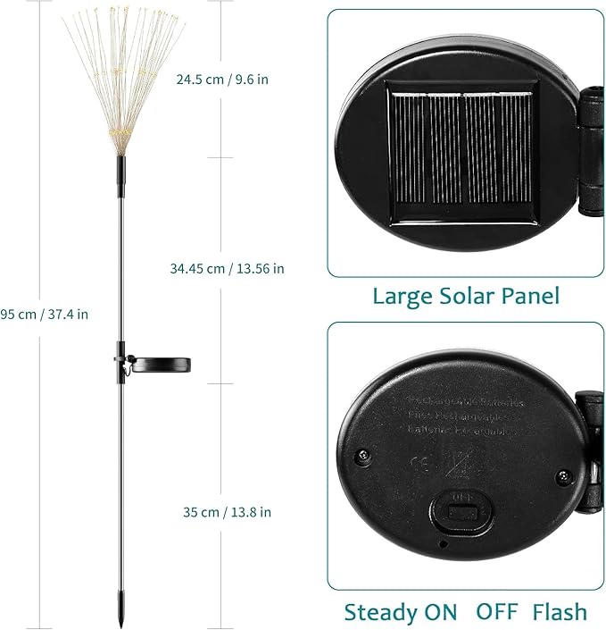 JJGoo Solar Firework Lights, 2 Pack 180 LEDs 2 Lighting Modes Solar Lights Outdoor Waterproof for Garden Patio Walkway Pathway Party Wedding Christmas Decorative - Pink