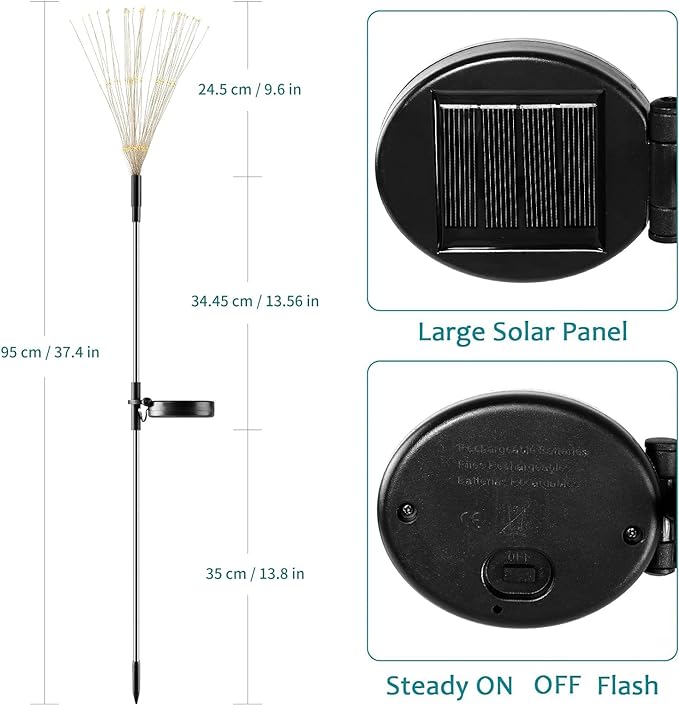 JJGoo Solar Firework Lights, 2 Pack 150 LEDs 2 Lighting Modes Solar Lights Outdoor Waterproof for Garden Patio Walkway Pathway Party Wedding Christmas Decorative - Purple