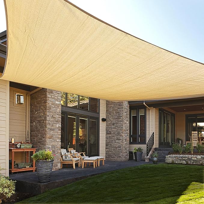 LOVE STORY Custom Size 16'x18' Sand Sun Shade Sail Rectangle UV Block Canopy Patio Sail Sunshades Fabric for Outdoor Garden Carport (We Make Custom Size)