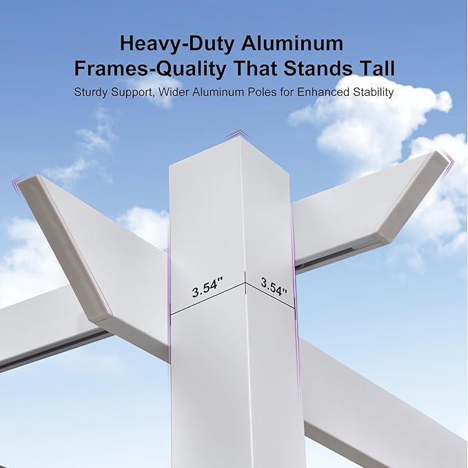 PURPLE LEAF 10' x 13' Aluminum Outdoor Pergola White Retractable Pergola with Double Sun Shade Canopy Wind-Resistant Heavy-Duty Metal Pergola for Patios Deck Backyard Garden, Khaki