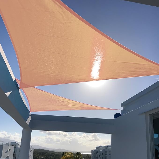 SUNNY GUARD Custom Size 7'x10'x12.2'Peach Fuzz Sun Shade Sail Right Triangle UV Block Shade for Backyard Yard Patio Deck Garden(Customized)