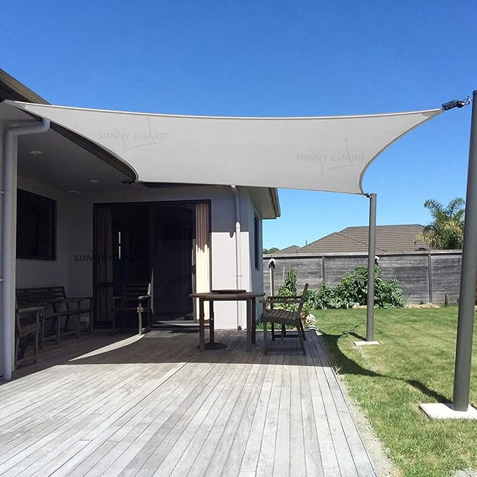 SUNNY GUARD Custom Size 6'x12' Silver Grey Sun Shade Sail Rectangle UV Block Shade for Backyard Yard Patio Deck Garden(Customized)