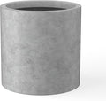 Kante 9.8" Dia Round Concrete Planter, Modern Style Large Cylindrical Plant Pot with Drainage Hole and Rubber Plug for Indoor Outdoor Patio, Natural Concrete