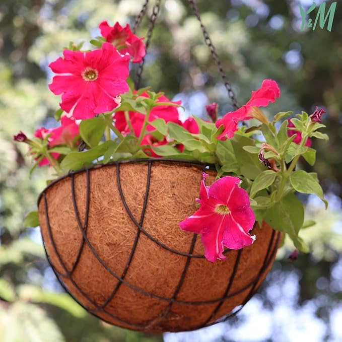 Y&M 4PCS 16" Round Coconut Fiber Liner Pre-Formed Replacement for 16'' Hanging Basket