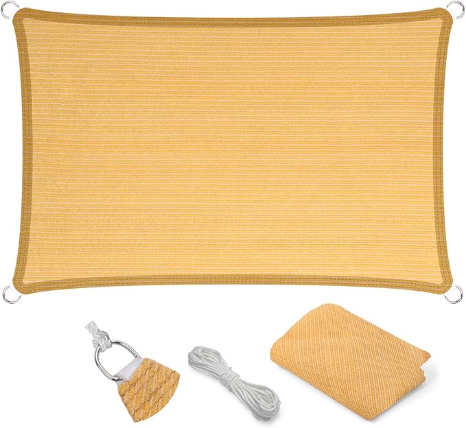 Eden's Decor 4' x 14' Wheat Sun Shade Sail Rectangular Straight Flat Edge Outdoor Canopy Fabric Cloth Awning for Pergola Patio Garden Backyard Custom Size