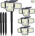 Solar Lights Outdoor, In-Ground or Wall Mount, 180° PIR Motion Sensor, 236 LED 2500 Lumens 360° Illumination Solar Security Flood Light, Dusk to Dawn, 3 Modes, IP65 Waterproof, 4 Pack