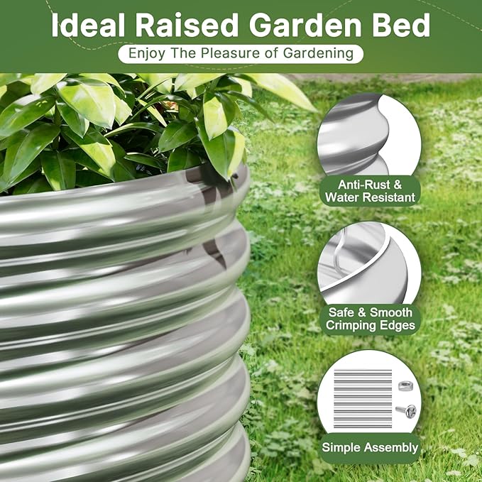 3 PCS 8x4ft Galvanized Raised Garden Bed Outdoor, Metal Garden Bed for Vegetables, Above Ground Garden Box for Flower, Steel Raised Beds for Gardening