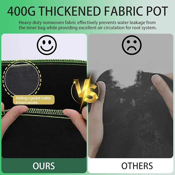 2-Pack 50 Gallon Plant Grow Bags, Thickened Nonwoven Fabric Pots with Handles,Sturdy Garden Planters Aeration Gardening Container to for Plants, Vegetables, and Flowers