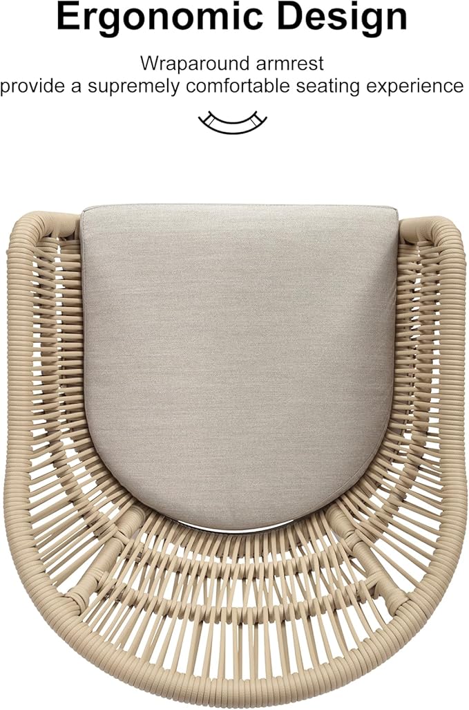 PURPLE LEAF 9 Piece Longer Patio Dining Set with Outdoor Aluminium Dining Table and Woven Chairs Modern Metal Furniture Cushions Sets for Garden Yard Indoor Decor Kitchen Champagne