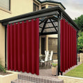 BONZER Wide Waterproof Outdoor Curtains for Patio Heavy Privacy Light Filtering Grommet Outside Curtains for Porch, Pergola, Gazebo, 1 Panel, 110W x 108L inch, Red