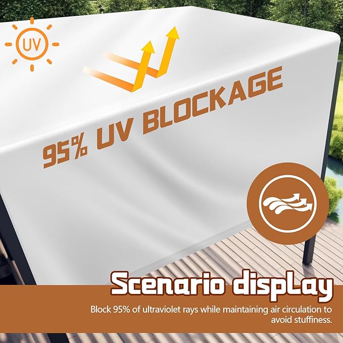 Universal Pergola Replacement Canopy Outdoor Canopy Shade Cover Waterproof Shade Top Cover for Outdoor Patio Porch Backyard(16 x 7 ft,Beige)