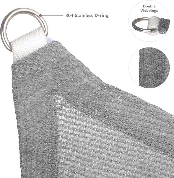 Eden's Decor Straight Flat-Edged Sun Shade Sail Rectangular 16' x 19' Grey UV-Blocking Outdoor Canopy Fabric Cloth Awning for Pergola Patio Garden Backyard Custom Size