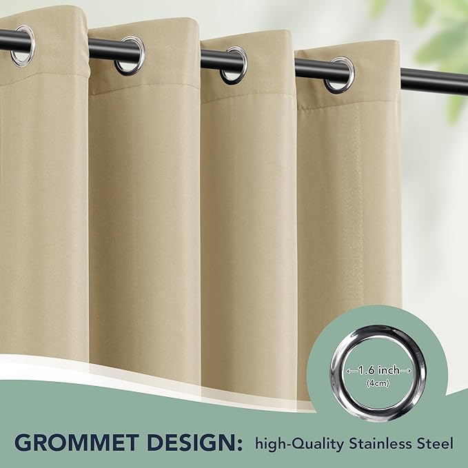 Outdoor Curtains for Patio Waterproof - 8 Panels Privacy Weatherproof Outside Curtains with Grommets for Pergola, Gazebo, Porch, Cabana, Balcony, 54 x 84 Inch, Cream