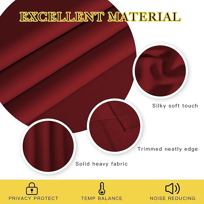 NICETOWN Blackout Curtains for Sliding Glass Door Room Divider Noise Reduce Curtain Panel Portable Window Screen Sliding Partition, W100 x L102 inches, 1 Panel, Burgundy Red