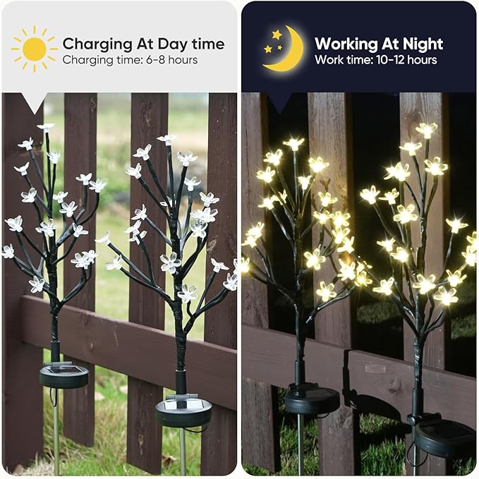 Solar Garden Lights Waterproof, Sola Lights Outdoor Decorative 4Pack,80Led Solar Powered Flowers Garden Decor,Fairy Lights for Yard,Pathway,Outside Decorations,Gardening Gifts for Women Mom