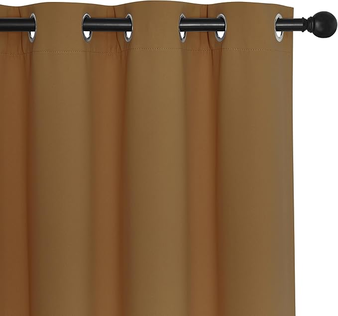 NICETOWN Blackout Room Divider Curtains for Sliding Glass Doors 102 Inches Long 1 Panel, Extra Wide Curtains for Doorway Patio Bedroom Living Room (Gold Brown, 80Wx102L, 1 Panel)