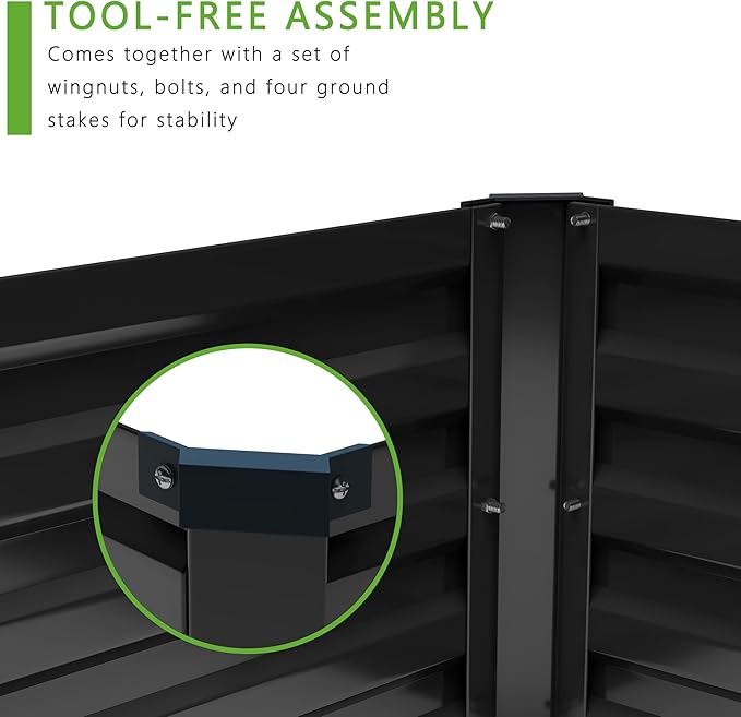 12x2x1FT Galvanized Raised Garden Bed Kit,Vegetable Boxes-Rectangle Metal Flower Box,Large Planter Raised Beds Outdoor Garden for Planting,Fruit,Herb-Black