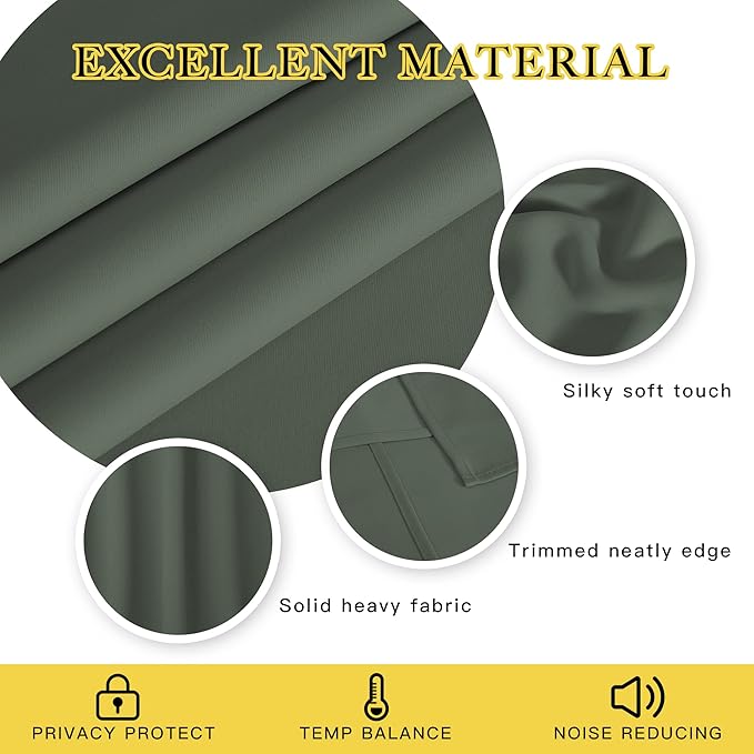 NICETOWN Blackout Curtain Drape for Bedroom - Grommet Noise Reducing Thermal Insulated Room Darkening Window Treatment for Living Room (1 Panel, Dark Mallard, W66 x L66 Inch)
