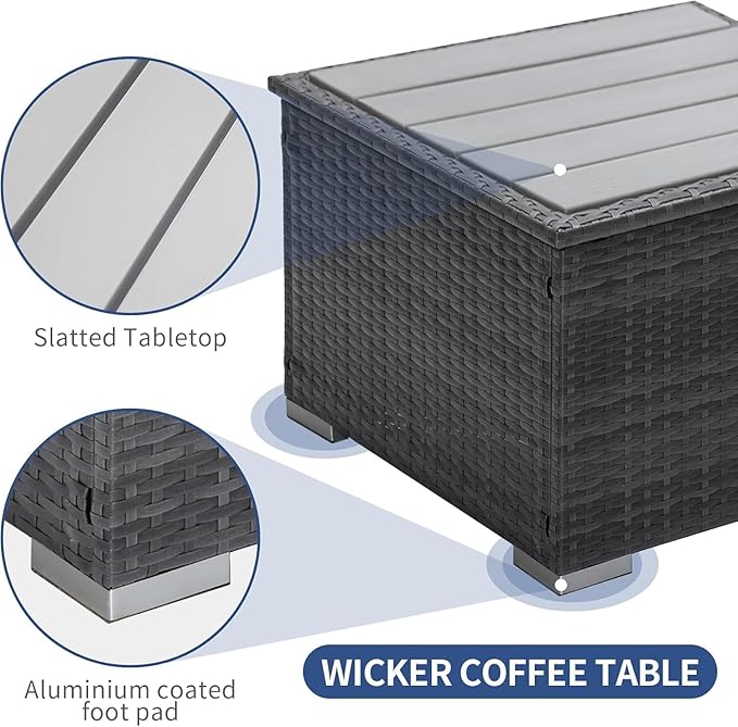 NICESOUL 7 Pieces Modern Luxury 29.3'' High Back Outdoor Furniture Sofa Set, Extra Large Size Grey PE Wicker Patio Modular Sectional with Tables, All-Weather Rattan Conversations for Backyard, Wine