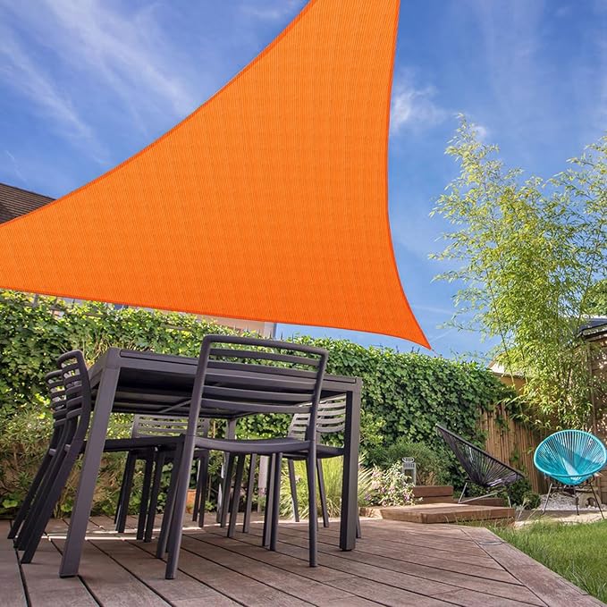 E&K Sunrise 26' x 26' x 26' Sun Shade Sail Triangle Canopy Shade Cover UV Block for Patio Backyard Garden Outdoor (Orange)