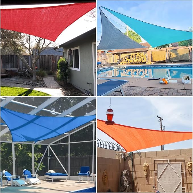 E&K Sunrise 28' x 28' x 28' Sun Shade Sail Triangle Canopy Shade Cover UV Block for Patio Backyard Garden Outdoor (Green)