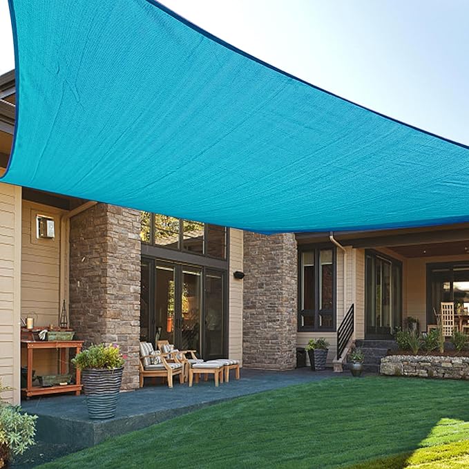 LOVE STORY Custom Size 6'x10' Turquoise Blue Sun Shade Sail Rectangle UV Block Canopy Patio Sail Sunshades Fabric for Outdoor Garden Carport (We Make Custom Size)