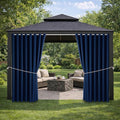 Waterproof Outdoor Curtain W105 x L84 - Grommet Top Sunlight Blocking Window Treatment Drapes Blackout Curtains for Home Bedroom Living Room Outdoor Patio Porch Pergola Cabana Gazebo (Navy, 2 Panels)