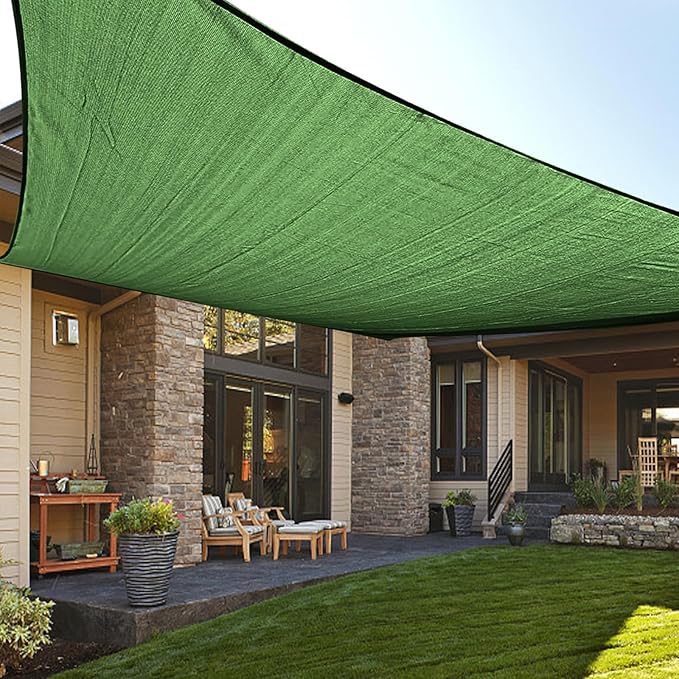 LOVE STORY Custom Size 7'x12' Piquant Green Sun Shade Sail Rectangle UV Block Canopy Patio Sail Sunshades Fabric for Outdoor Garden Carport (We Make Custom Size)