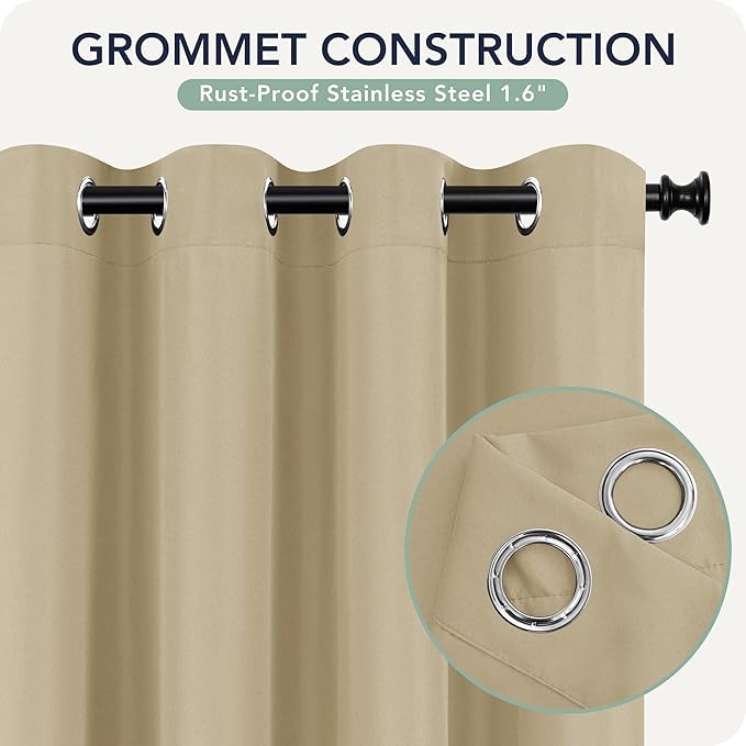 Patio Curtains Outdoor Waterproof 6 Panels - Windproof, Privacy, Weatherproof Outside Drapes for Gazebo Pergola Porch, Grommet Top and Tab Bottom, 54x95 Inch, Cream
