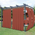 Easy-Going Outdoor Patio Curtains Detachable Tab Top Windproof Weatherproof Curtain for Cabana, Porch, Pergola and Gazebo, Tab Bottom Drape, 2 Panels, 54W x 84L inch, Terra Red