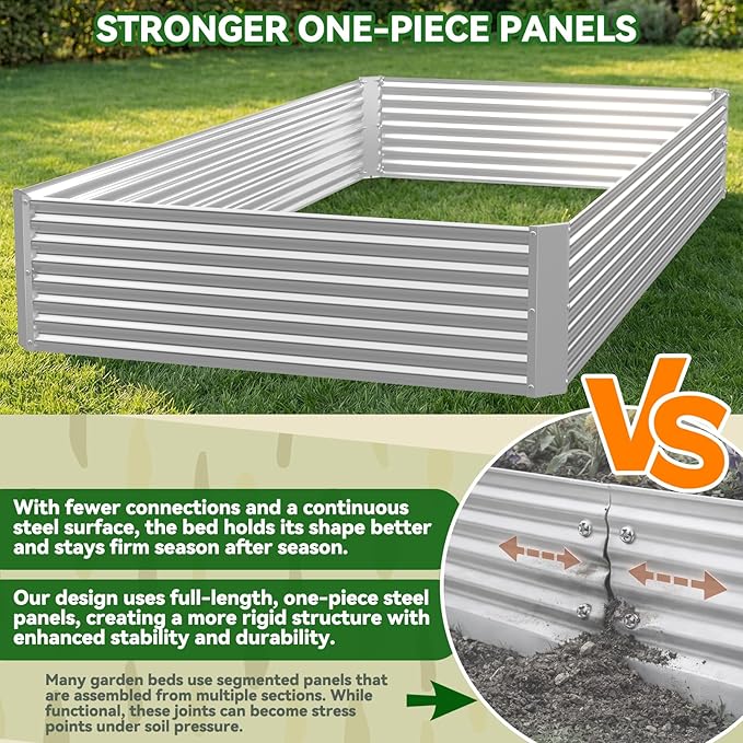4 Pack Raised Beds for Gardening, Corrugated Galvanized Steel Raised Garden Bed, Outdoor Metal Above Ground Garden Bed for Vegetables and Flowers-4x2FT(Rectangular)